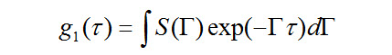 Electric field autocorrelation function as a sum of exponential decays.  The decay constants are inversely proportional to the particle size.