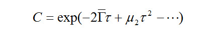 Exponential decay of autocorrelation function. The linear decay constant is proportional to the average diffusion coefficient and is used to extract average particle size.