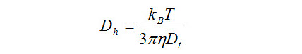 The Stokes-Einstein relation that connects diffusion coefficient measured by dynamic light scattering to particle size.