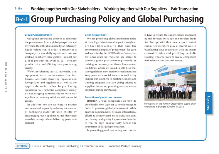 Group Purchasing Policy and Global Purchasing