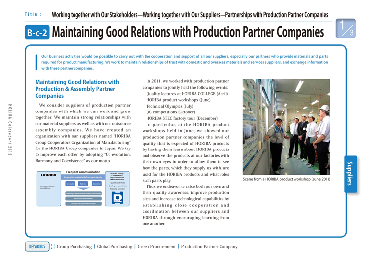 Maintaining Good Relations with Production Partner Companies