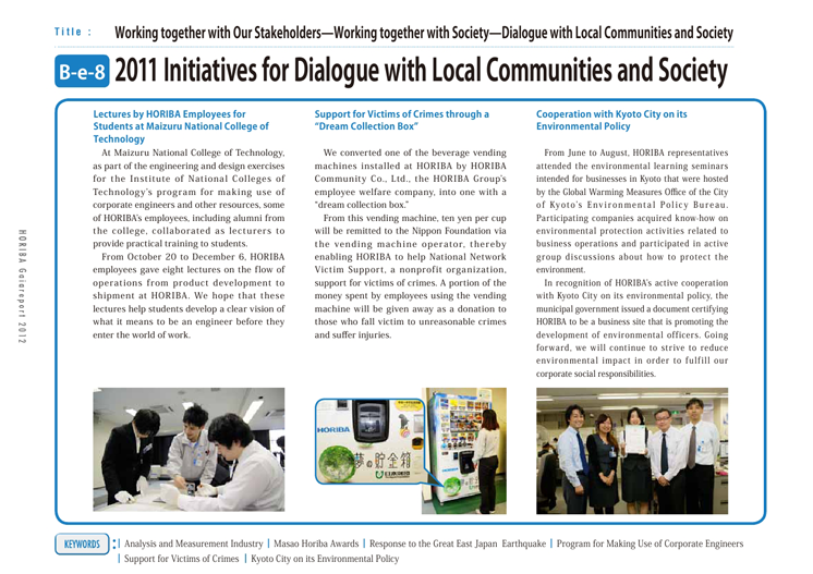 2011 Initiatives for Dialogue with Local Communities and Society