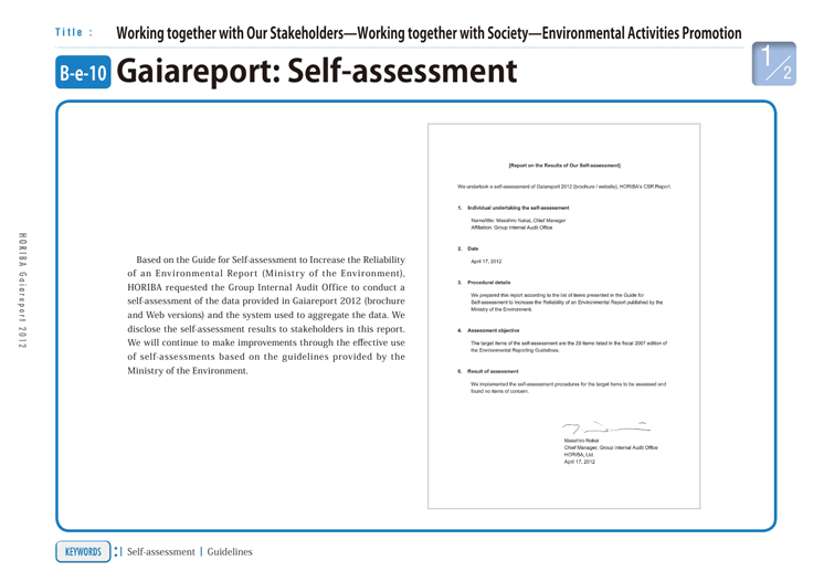 Gaiareport: Self-assessment