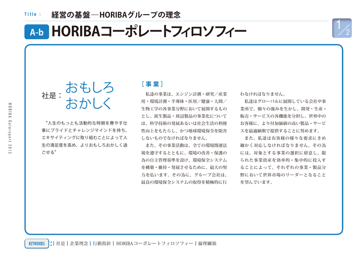 HORIBAコーポレートフィロソフィー