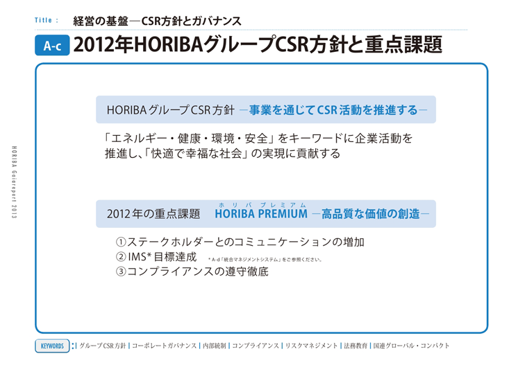 2012年HORIBAグループCSR方針と重点課題