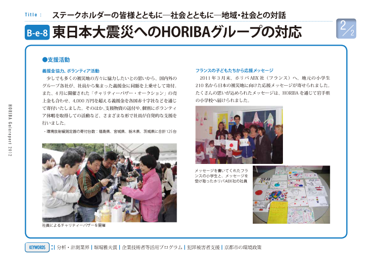 東日本大震災へのHORIBAグループの対応