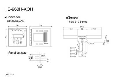 Dimensions of HE-960H-KOH