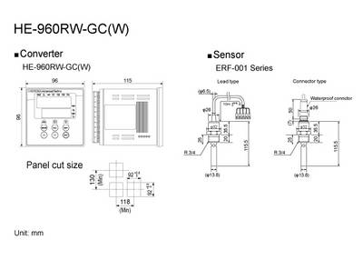 Dimensions of HE-960RW-GC(W)