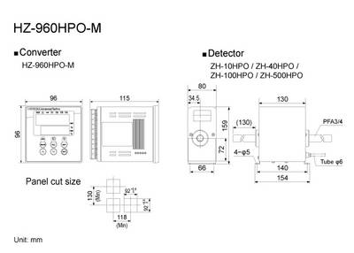 Dimensions of HZ-960HPO-M
