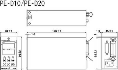 Dimensions for Monitor unit PE-D10