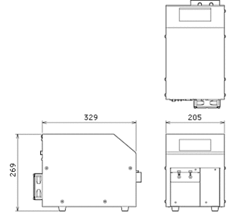 外形寸法図(単位：mm)：濃度モニタ